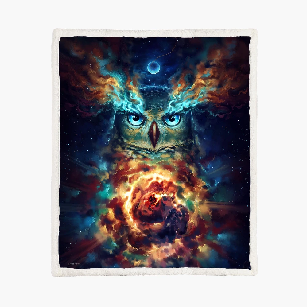 Luxusní velká huňatá deka - Magická sova (150x200cm)