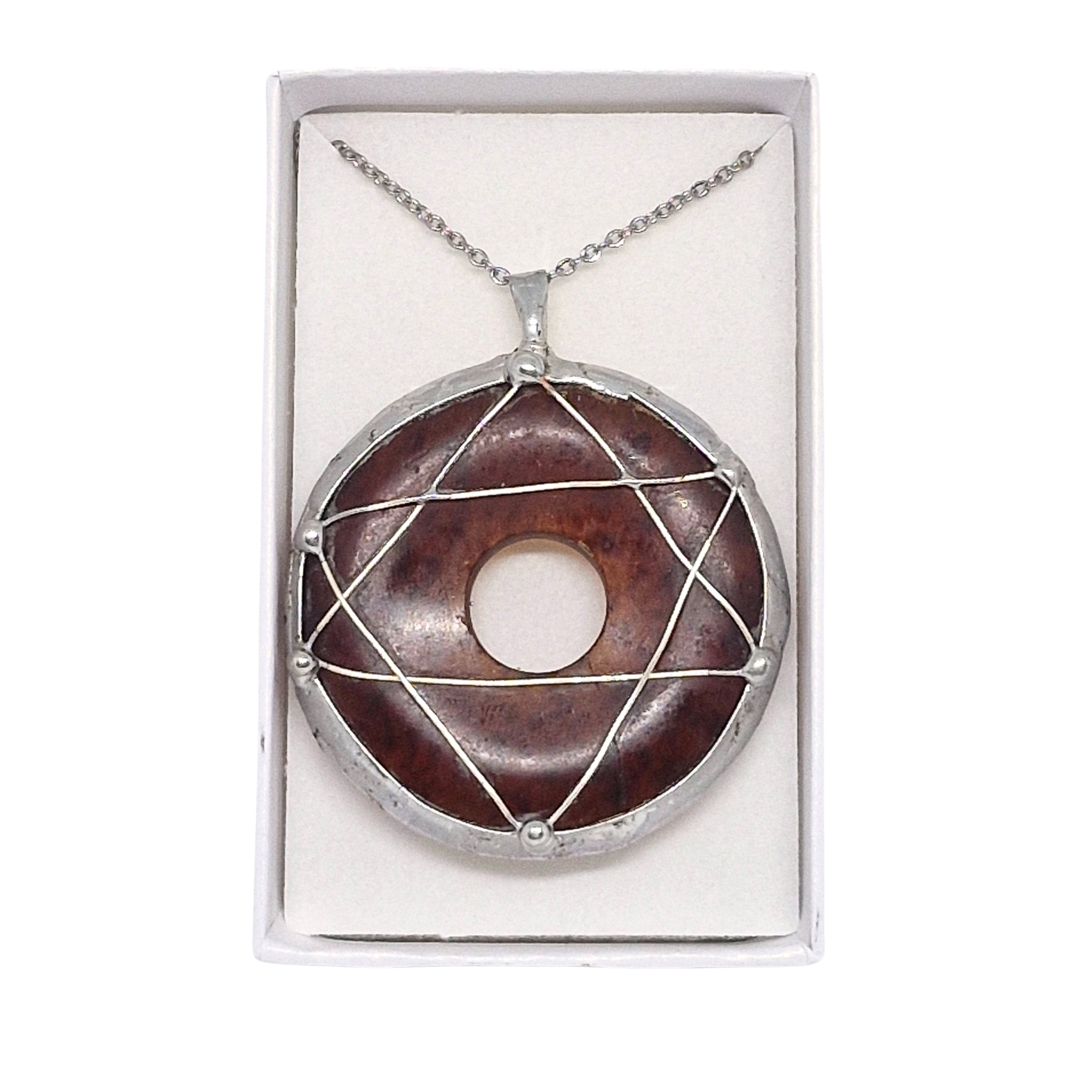 Cínovaný jantar - Davidova hvězda (ochranný talisman)