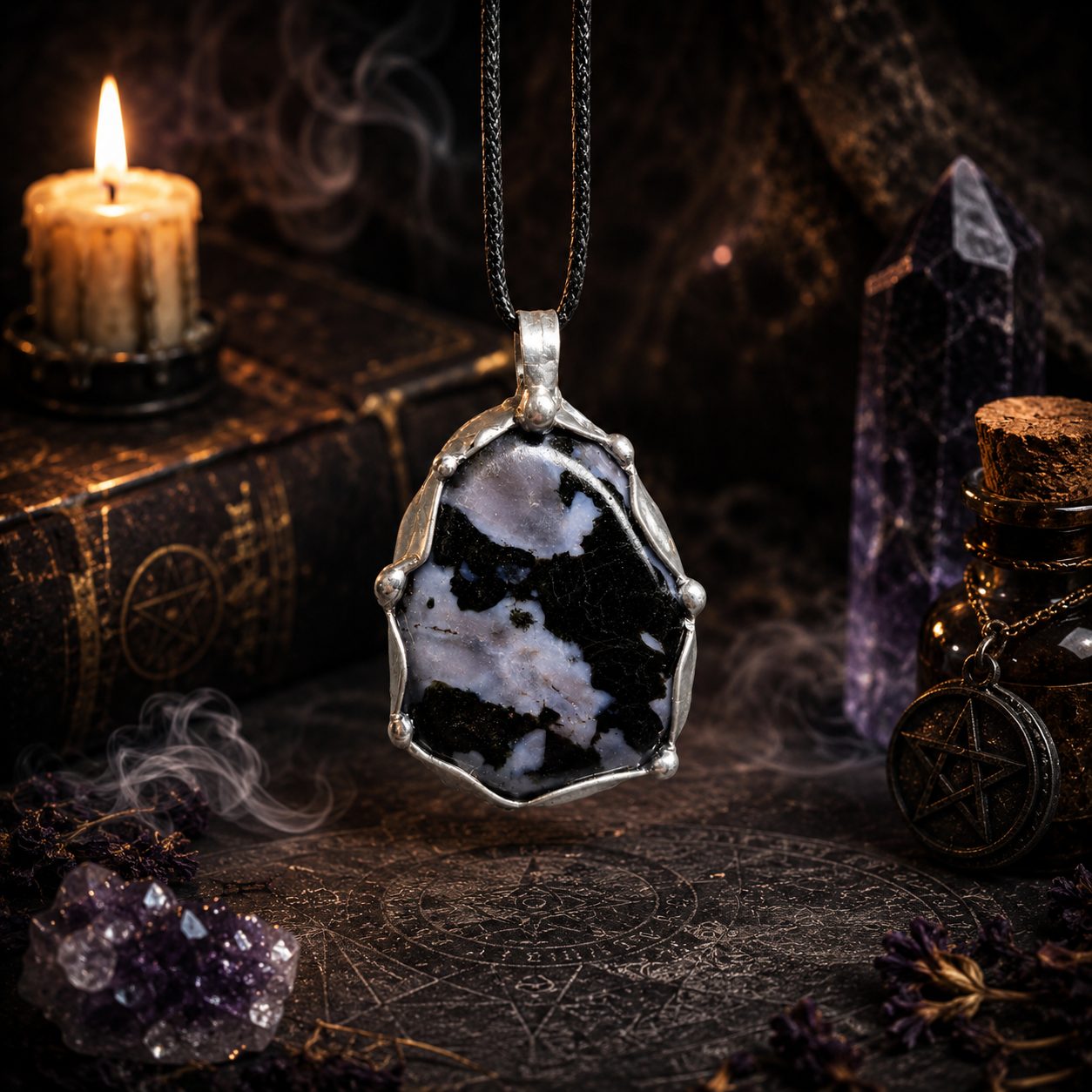Cínovaný merlinit (ochranný talisman)