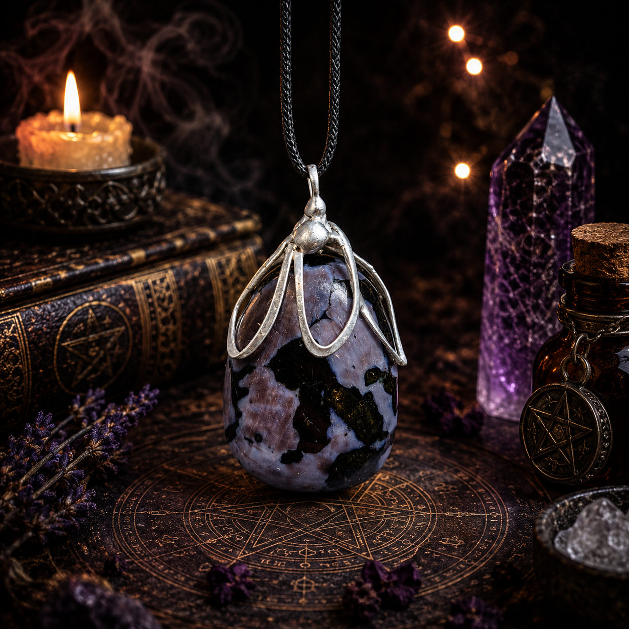 Cínovaný merlinit (ochranný talisman)