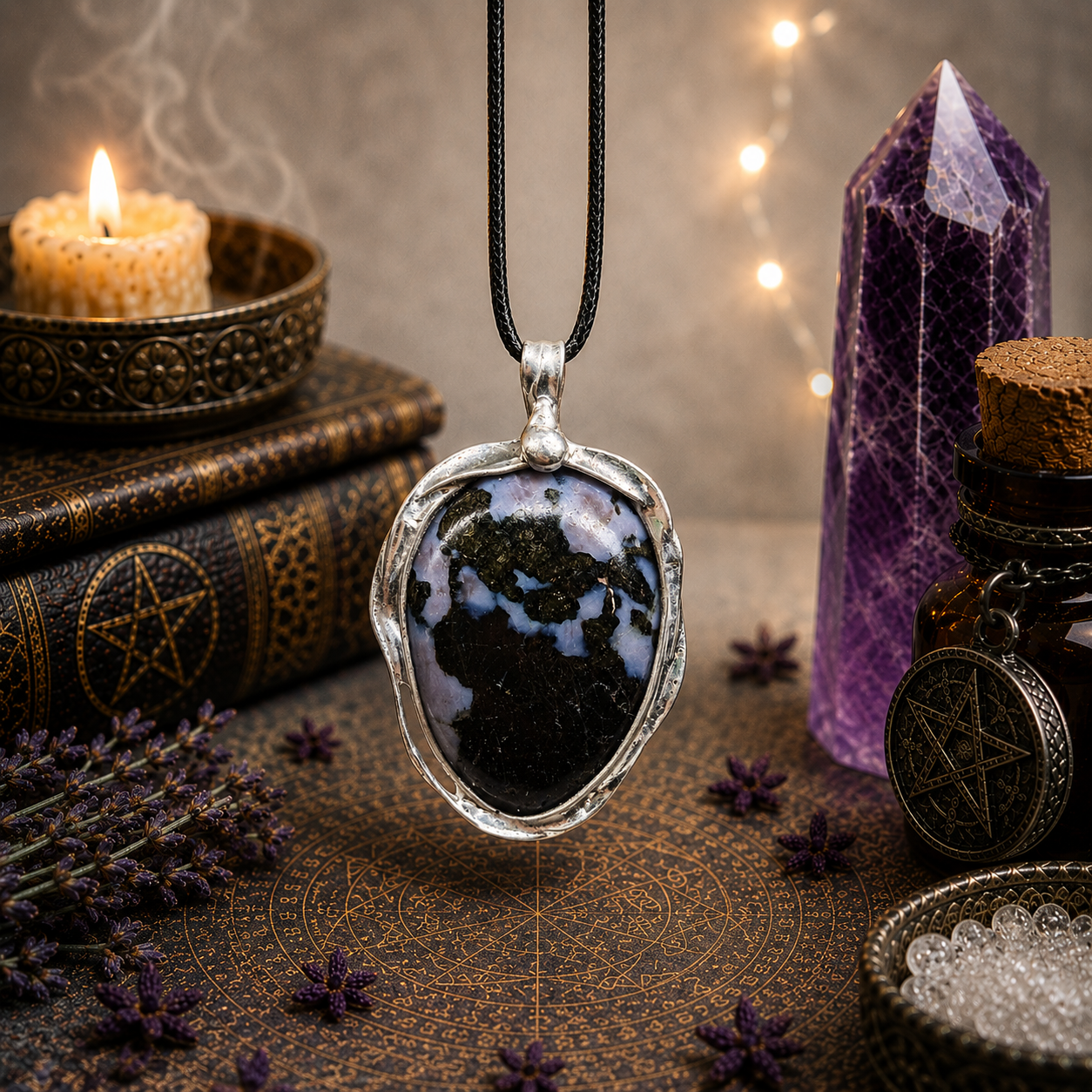 Cínovaný merlinit (ochranný talisman)