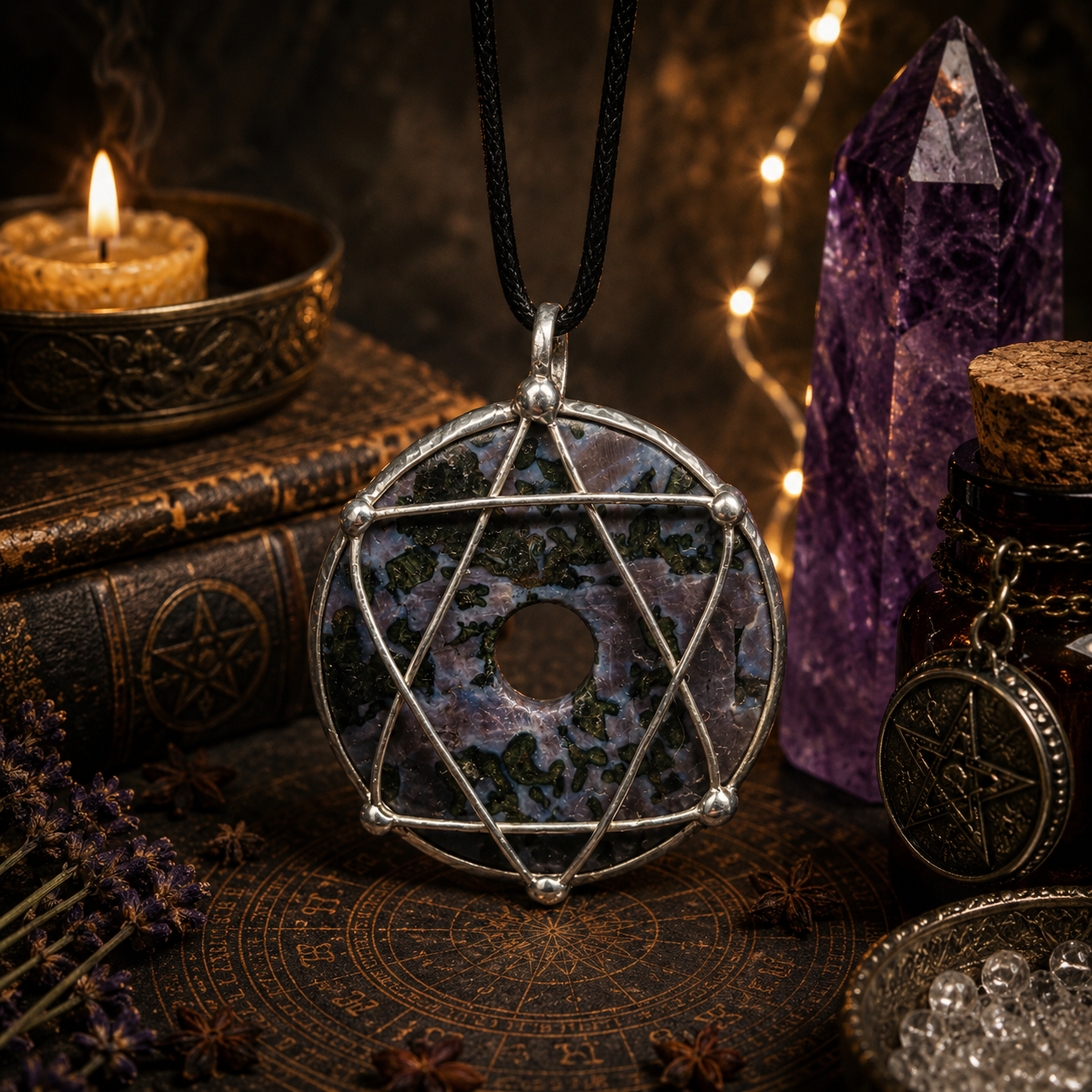 Cínovaný merlinit (ochranný talisman)