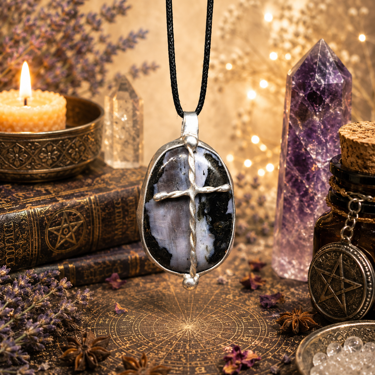 Cínovaný merlinit (ochranný talisman)