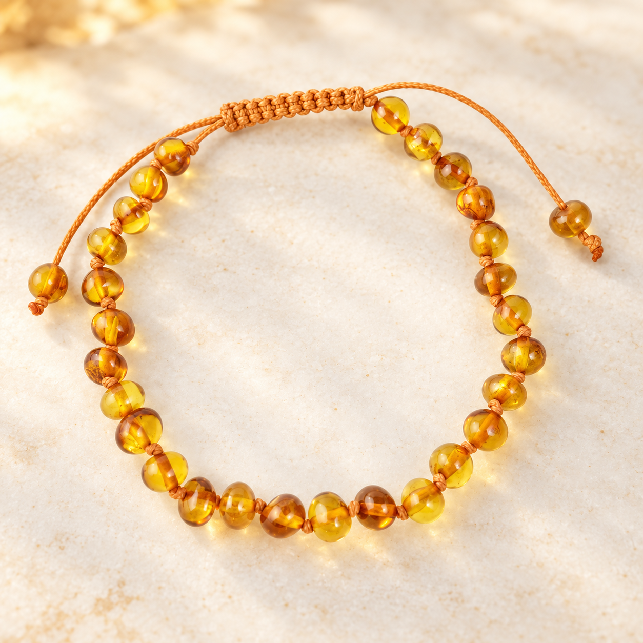 Nastavitelný jantarový náramek Orange (pravý jantar)