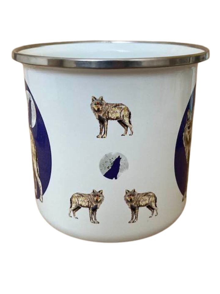 Smaltový hrnek/hrneček - Vlk (475ml)