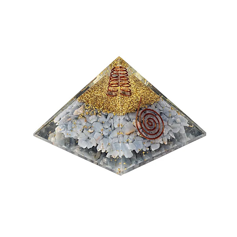 Orgonitová pyramida s angelitem - Andělská křídla (8x8x6 cm)