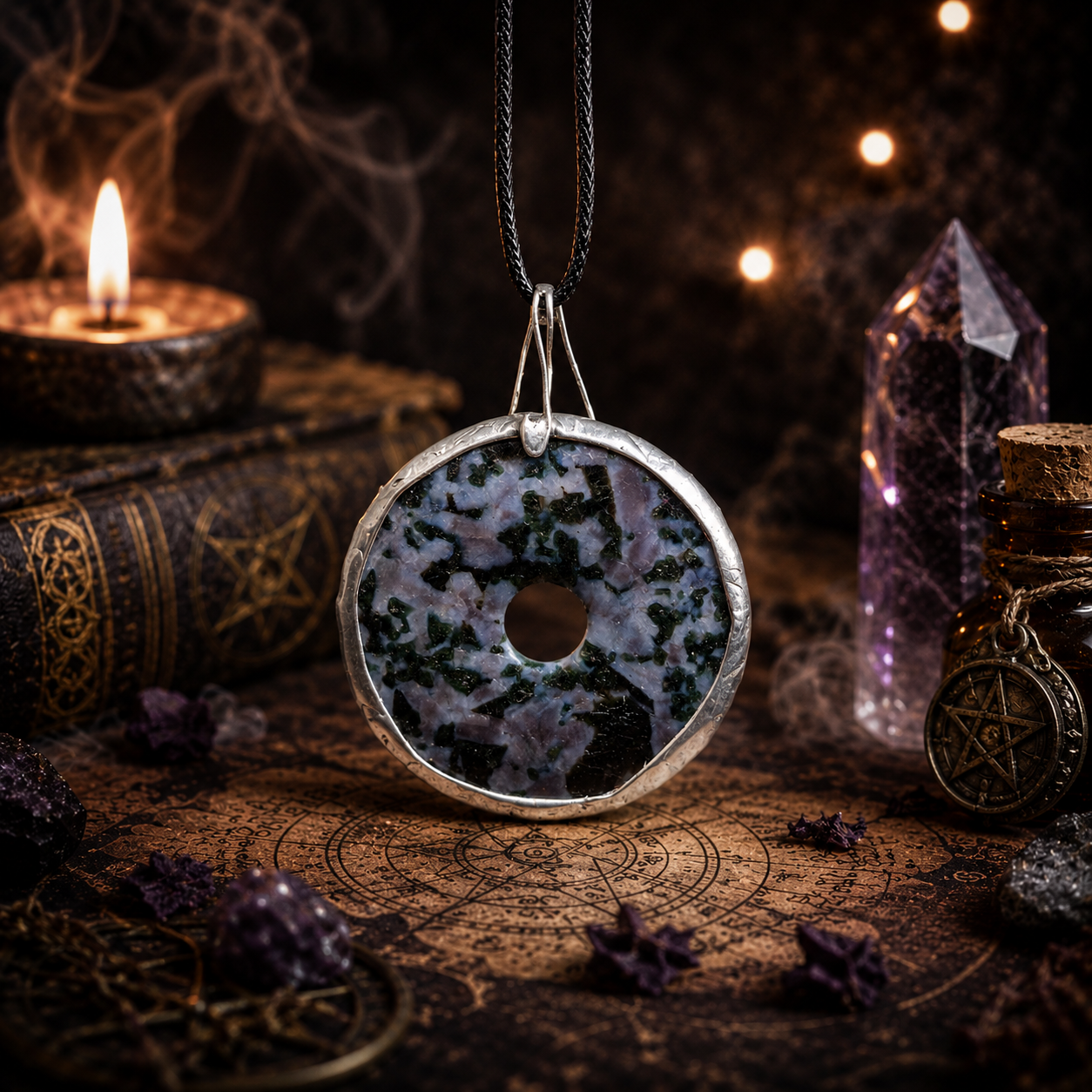 Cínovaný merlinit (ochranný talisman)