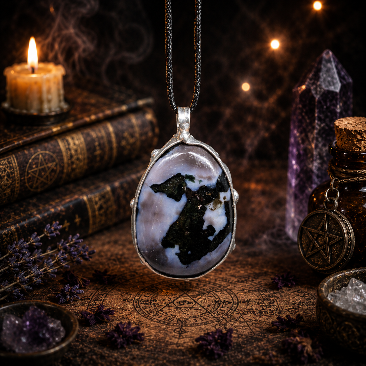Cínovaný merlinit (ochranný talisman)