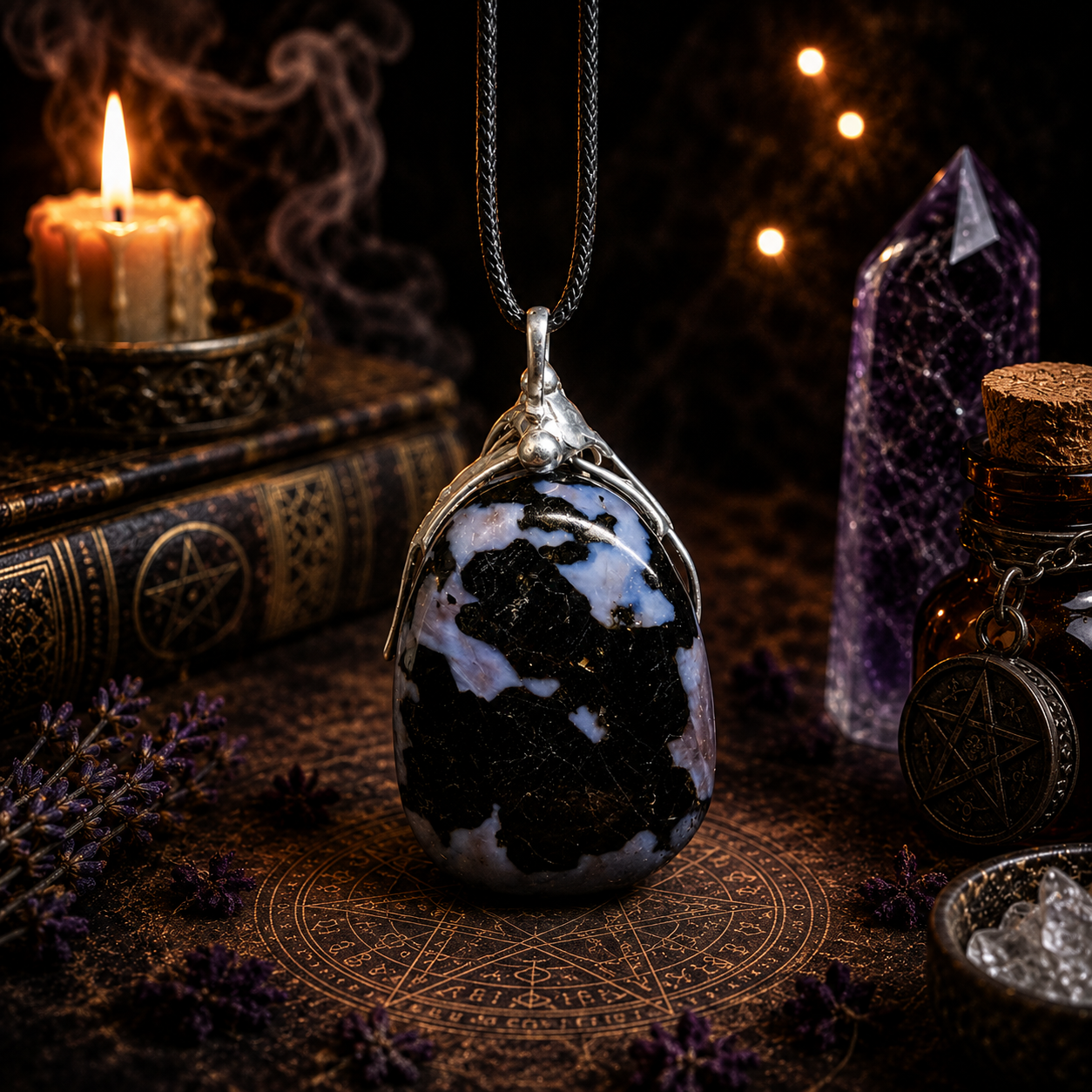 Cínovaný merlinit (ochranný talisman)