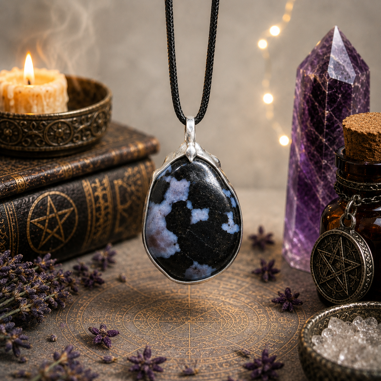 Cínovaný merlinit (ochranný talisman)