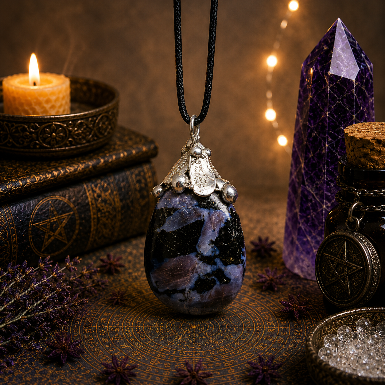 Cínovaný merlinit (ochranný talisman)