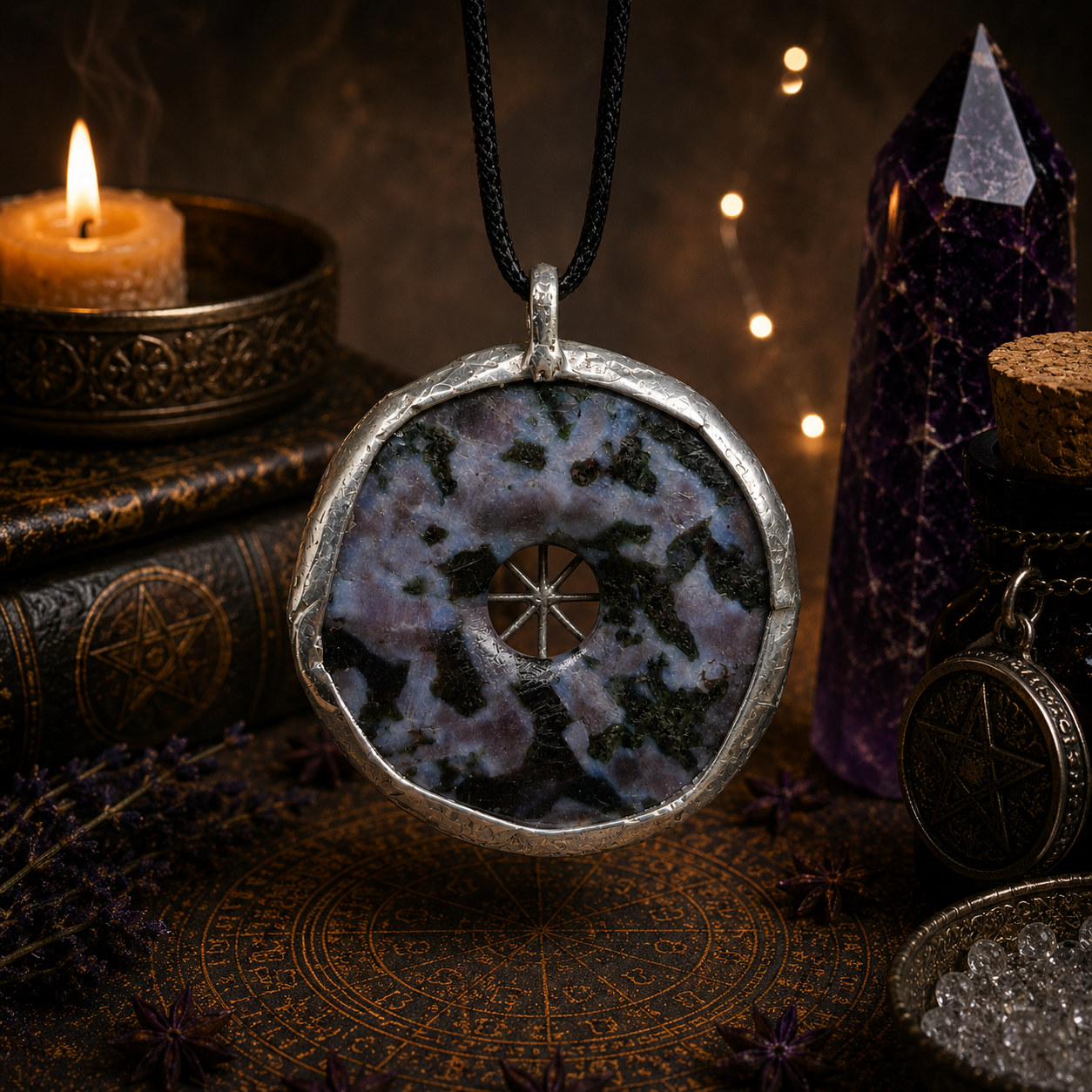 Cínovaný merlinit (ochranný talisman)