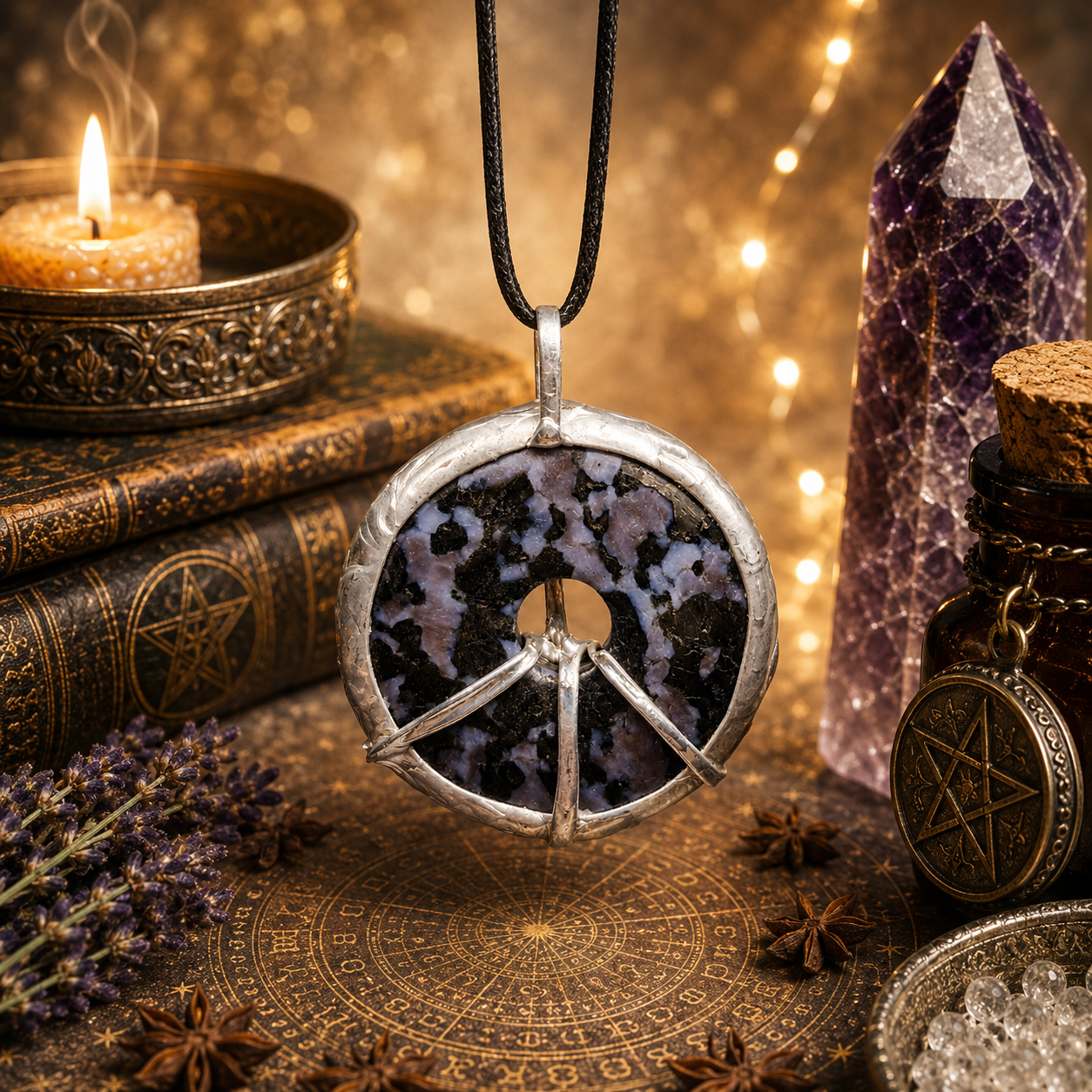 Cínovaný merlinit (ochranný talisman)