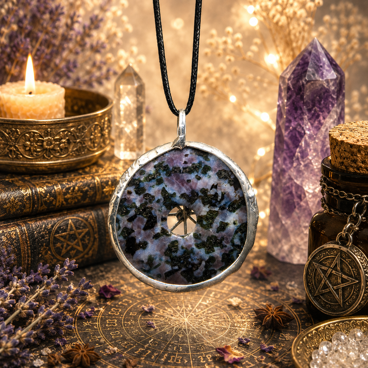 Cínovaný merlinit (ochranný talisman)