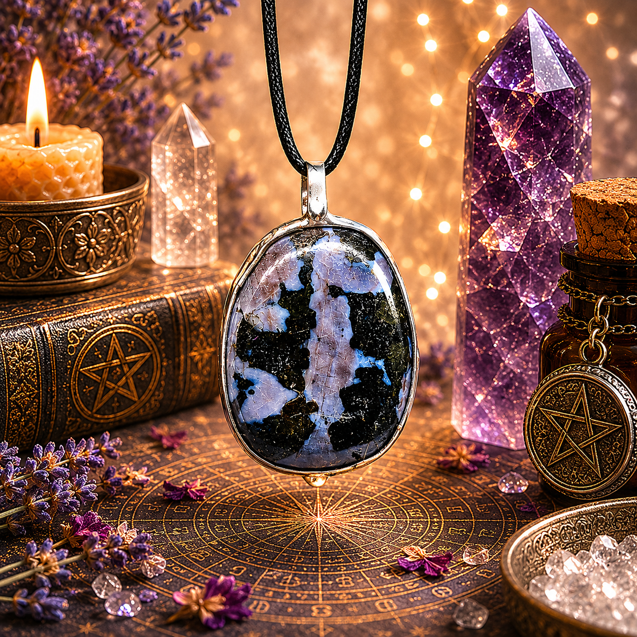 Cínovaný merlinit (ochranný talisman)