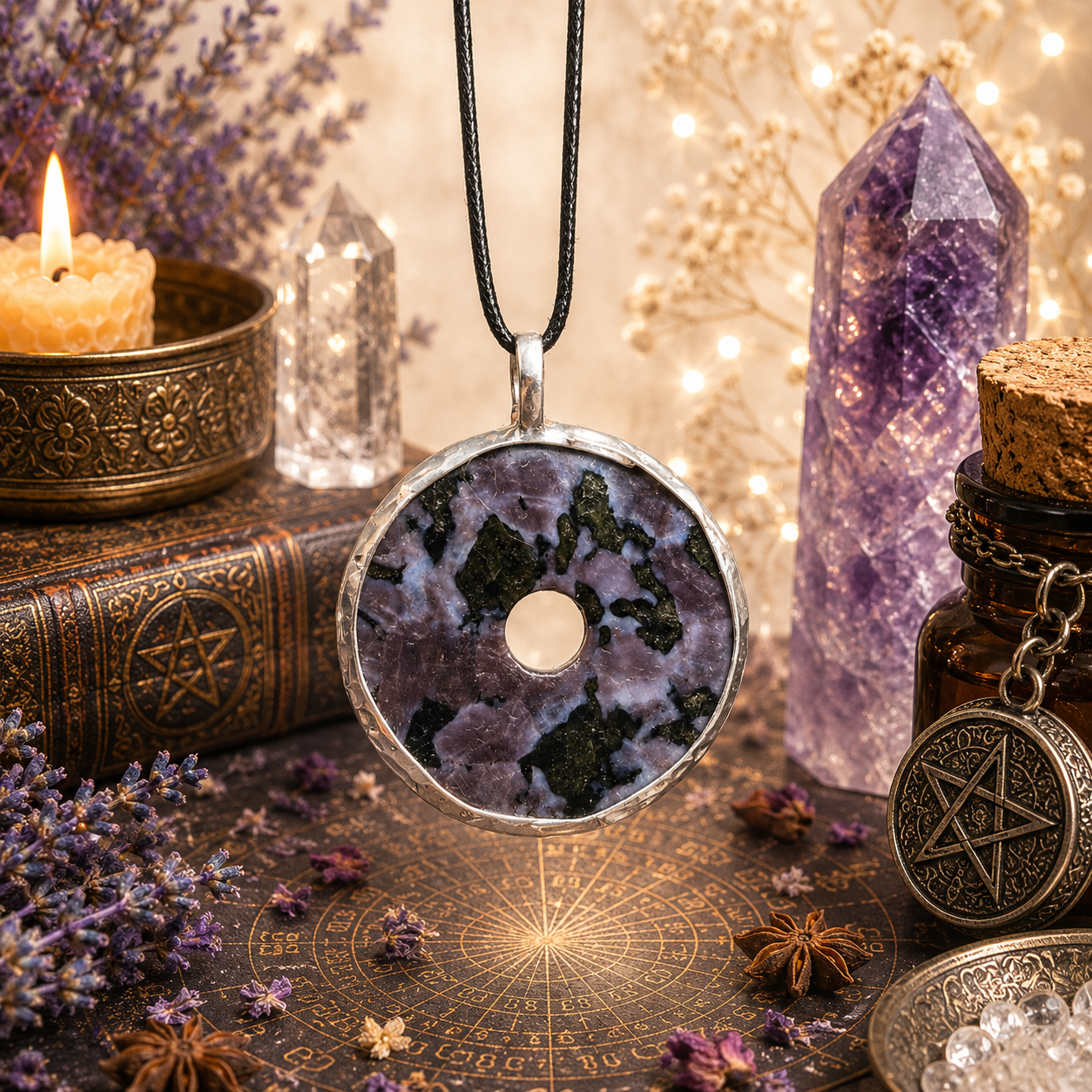 Cínovaný merlinit (ochranný talisman)