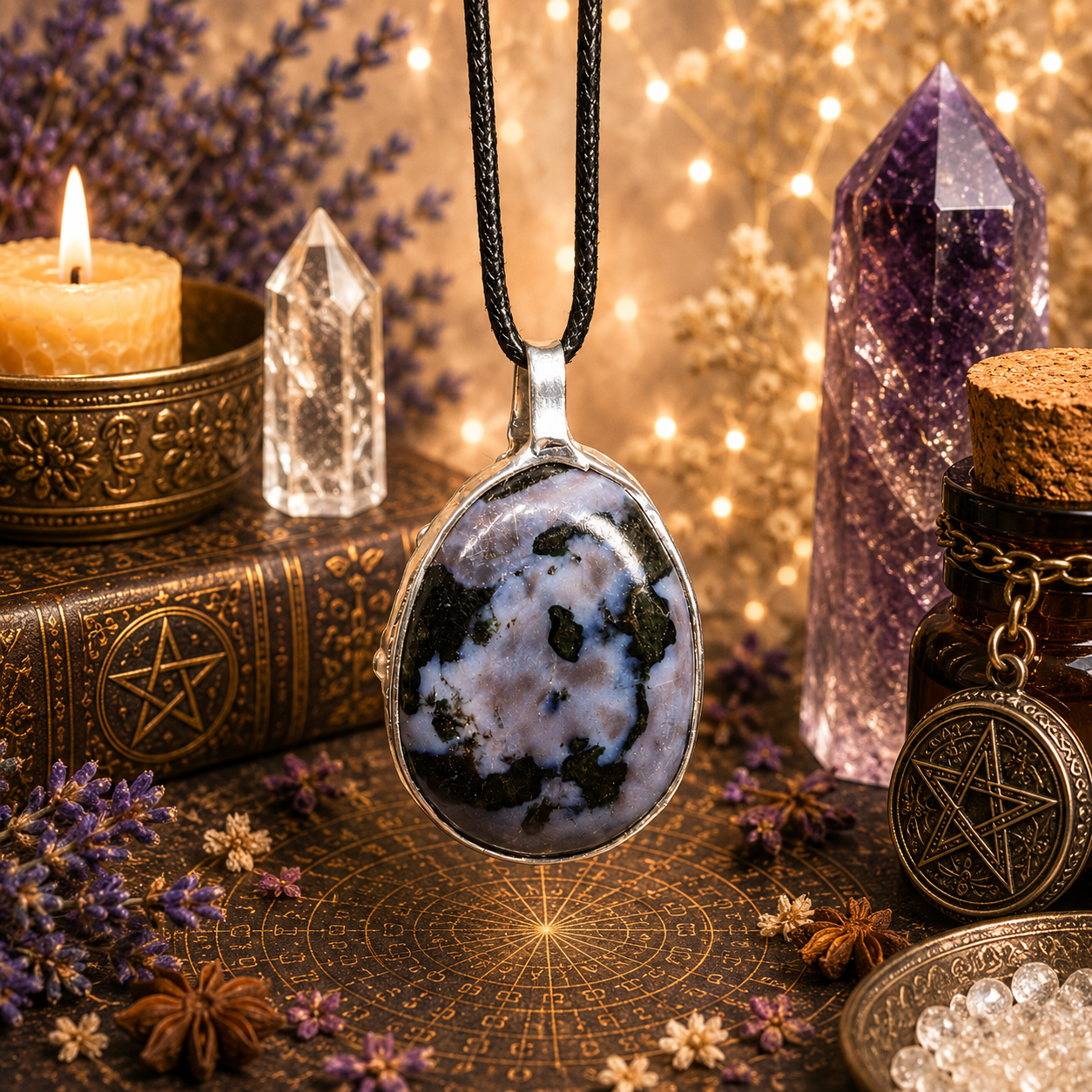 Cínovaný merlinit (ochranný talisman)
