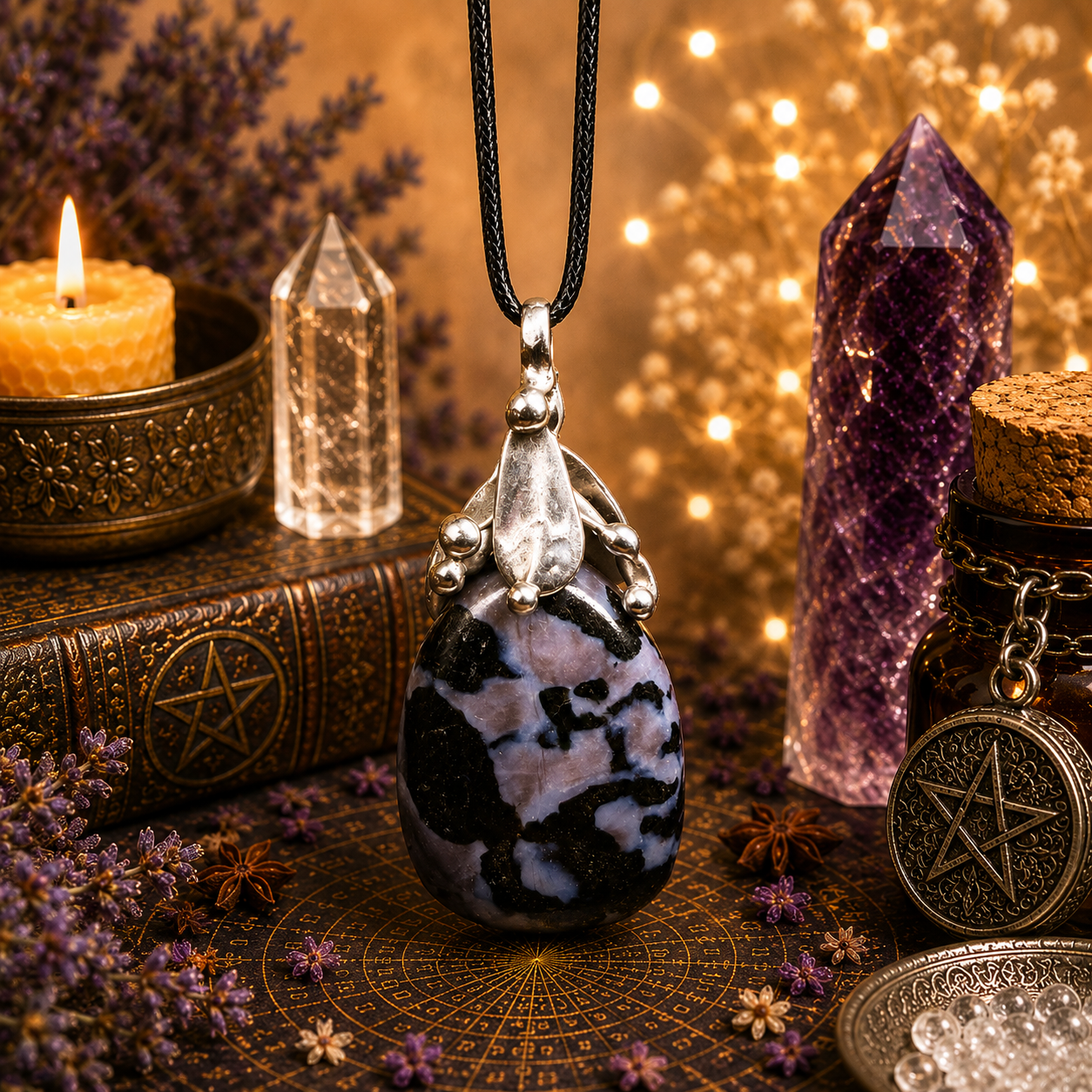 Cínovaný merlinit (ochranný talisman)