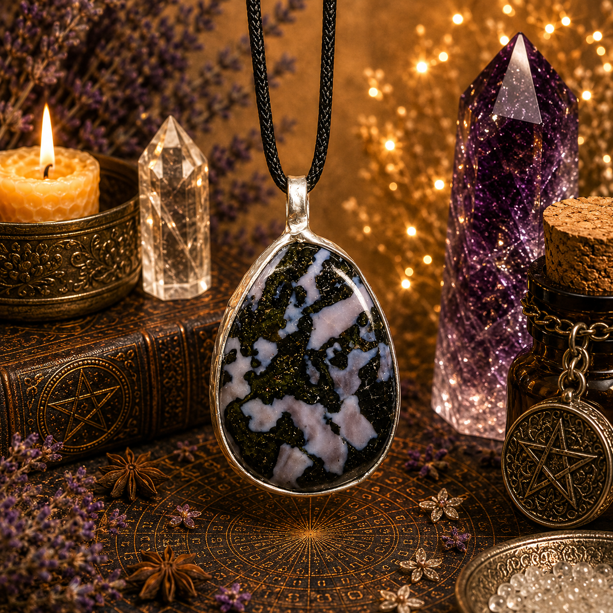 Cínovaný merlinit (ochranný talisman)