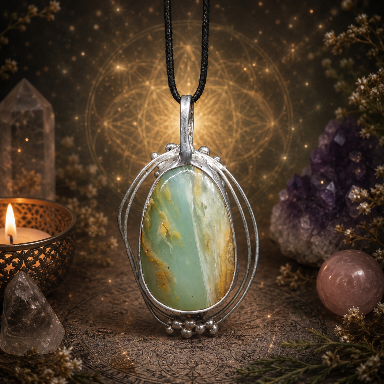 Cínovaný andský opál (ochranný talisman)