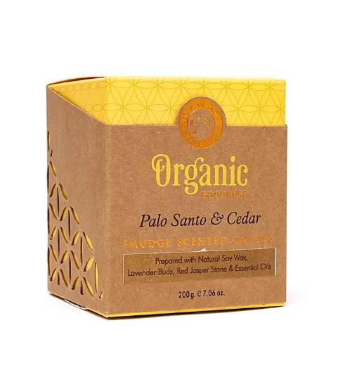 Luxusní organická očistná svíčka Goodness - Palo Santo a cedr
