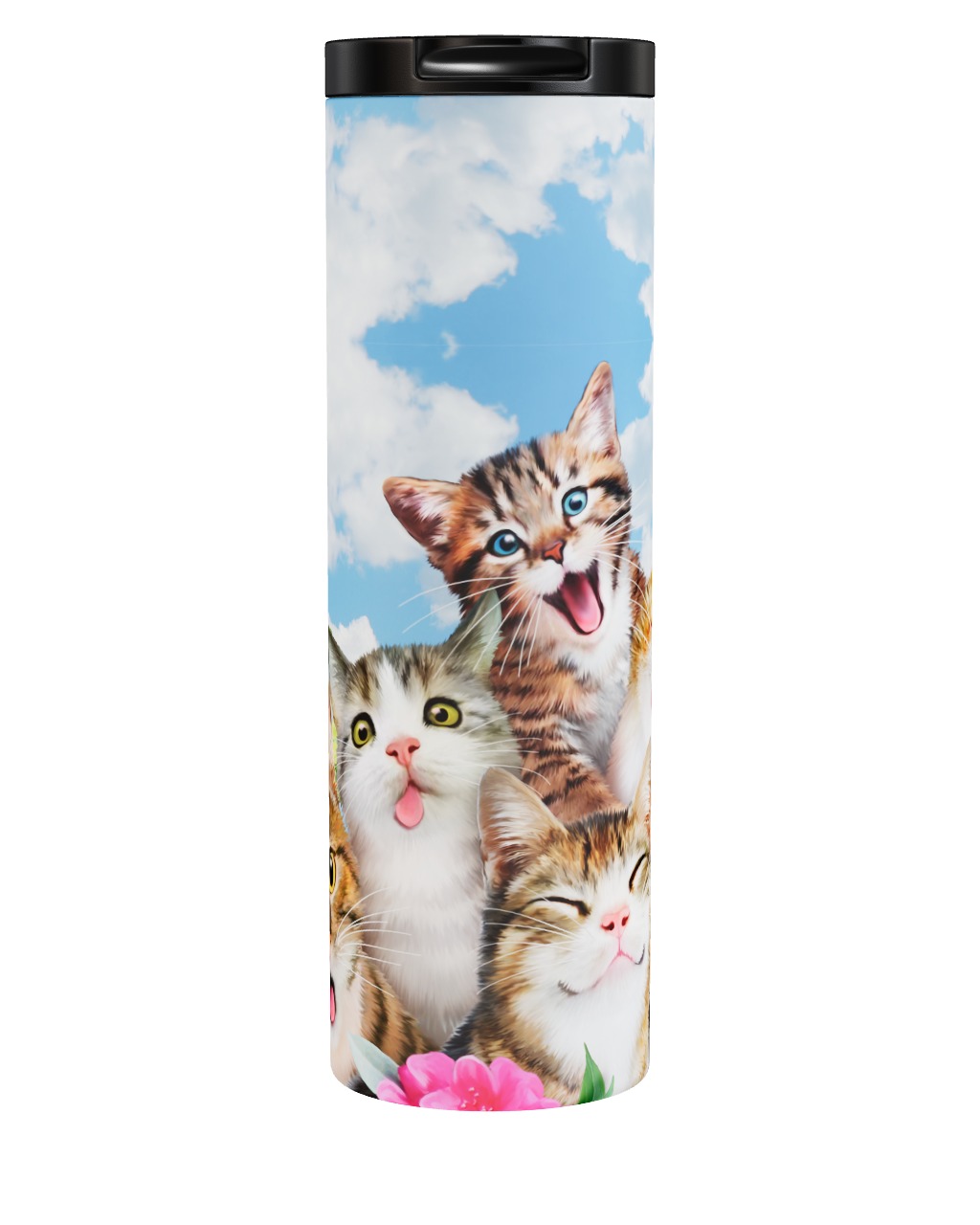 Velký nerezový termohrnek/termoláhev 0,5 l - Selfie bláznivých koček
