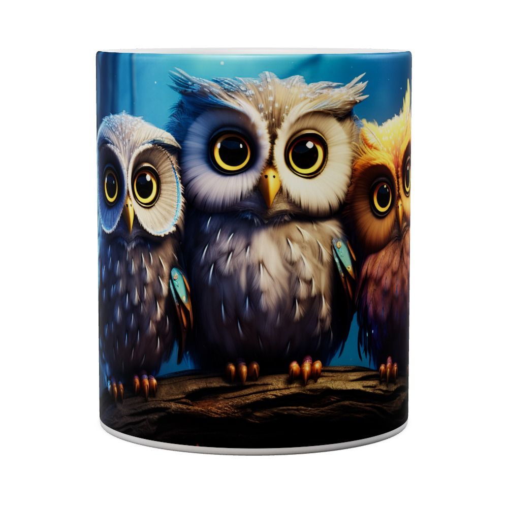 Velký keramický hrnek - Tři sovičky (440 ml)