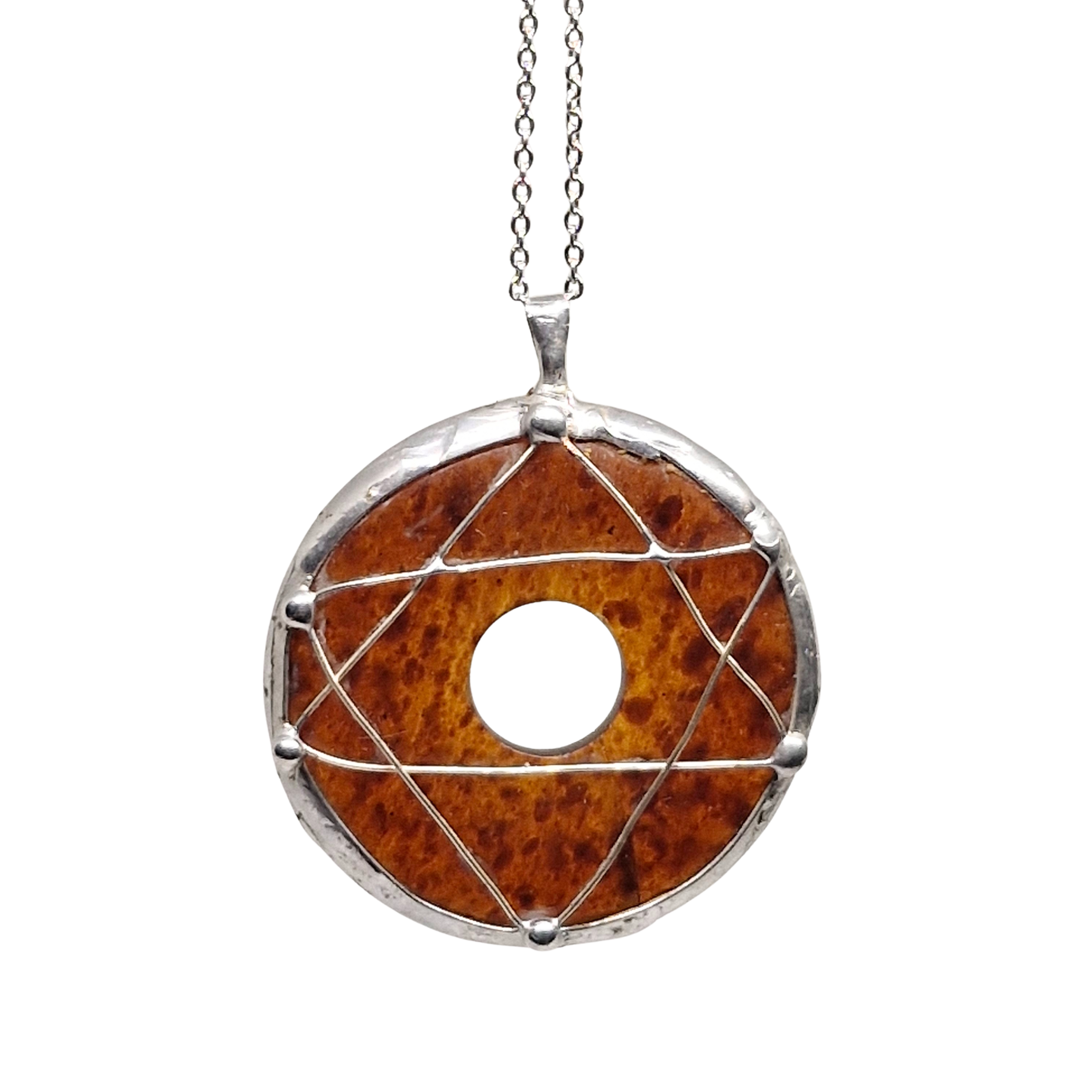 Cínovaný jantar - Davidova hvězda (ochranný talisman)