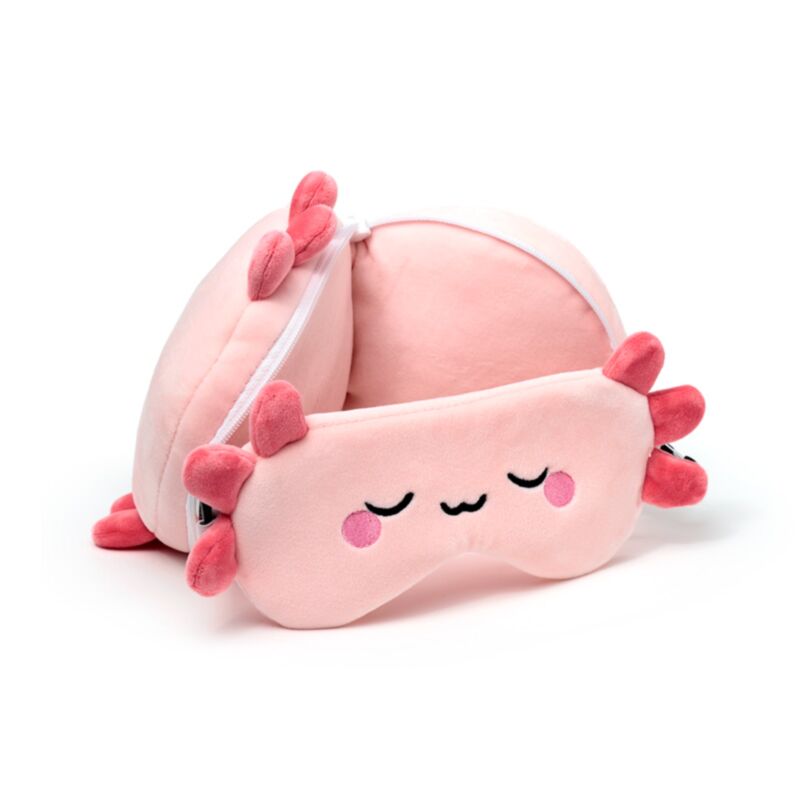 Cestovní polštář + maska na oči - Axolotl