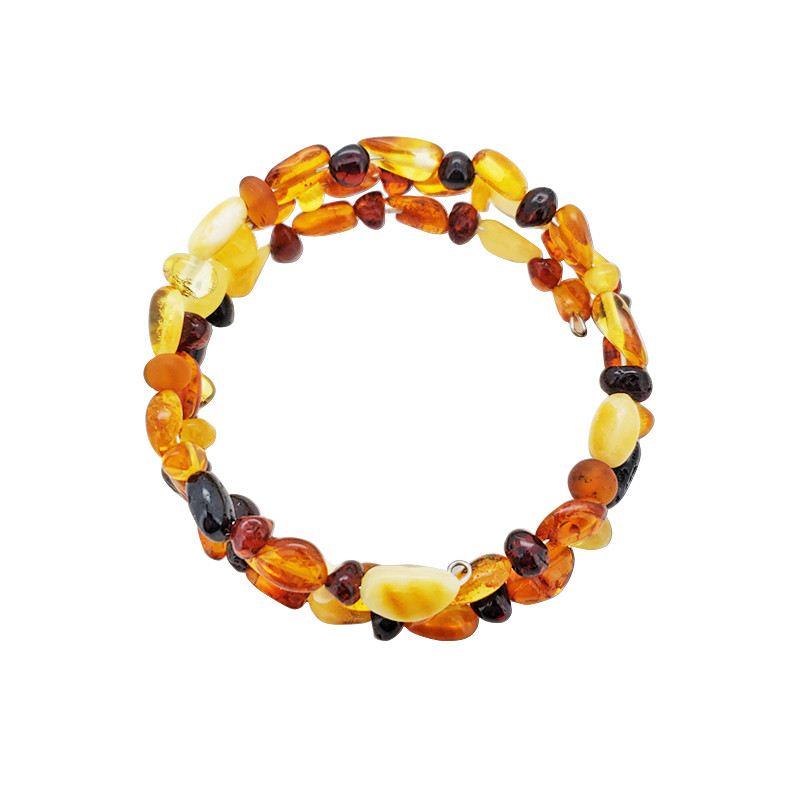 Luxusní tří-otočkový jantarový náramek pro tlumení bolesti a uzdravení (pravý jantar, leštěný)