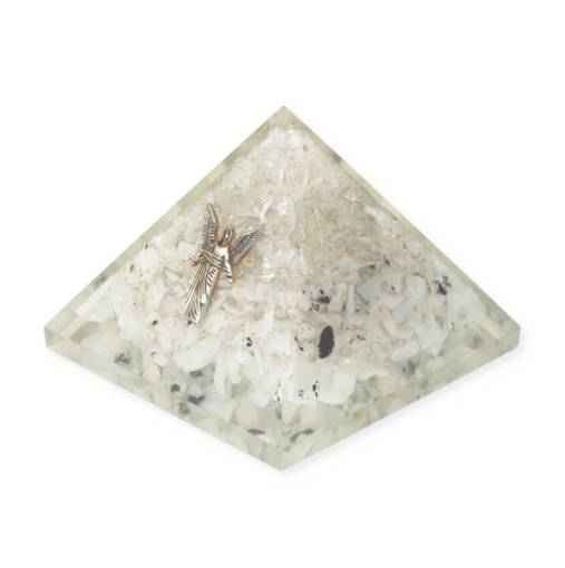 Orgonitová pyramida s měsíčním kamenem a křišťálem - Archanděl Gabriel (7x7xx6 cm)