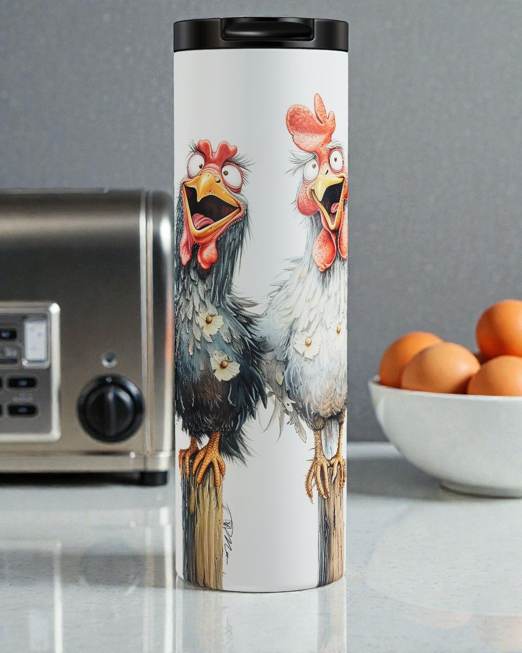 Velký nerezový termohrnek/termoláhev 0,5 l - Veselá kuřata