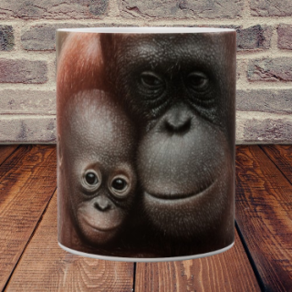 Velký keramický hrnek - Orangutani (440 ml)