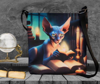Taška přes rameno/kabelka - Sphynx čarodějem (28x28 cm, vyrobeno v ČR)