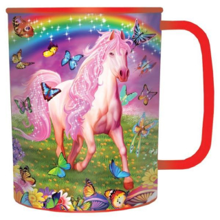 Dětský plastový hrneček s 3D efektem (300 ml) - Růžový kůň