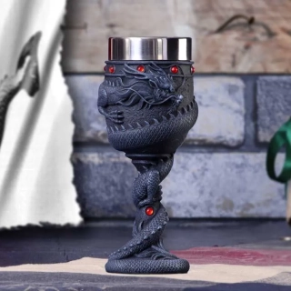 Černý dračí pohár (ručně malovaný) - 20 cm