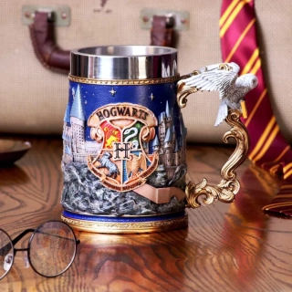 Harry Potter korbel - Bradavice a Hedvika/Hogwarts (ručně malovaný)