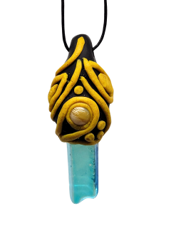 Aqua aura křišťál - Blue Moon Caesar v polymeru s perletí (parťák pro cestu životem)