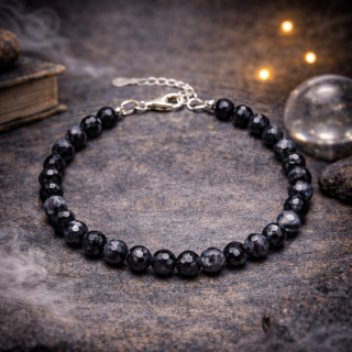 Nastavitelný fazetovaný náramek čarodějů a mágů (elitní merlinit, rhodiované stříbro)