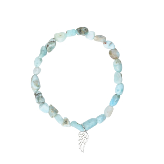 Dětský náramek andělské ochrany a koncentrace 15cm (larimar, rhodiované stříbro)