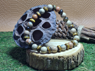 Pánský náramek duševního klidu (Aqua Terra japis, tygří oko)