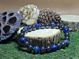 Pánský náramek soustředění a duchovního růstu (hematit, lapis lazuli)