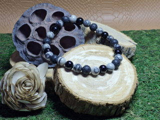 Pánský náramek energie, stability a odolnosti (Picasso mramor, onyx, láva)