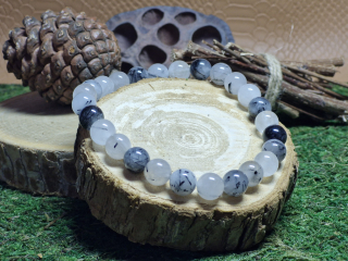 Pánský náramek soustředění a obrany proti negacím (turmalín v křišťálu)