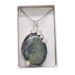 Cínovaný labradorit - oboustranný (ochranný talisman)