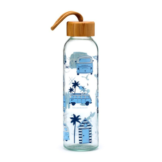 Skleněná cestovatelská láhev s bambusovým víčkem 500ml
