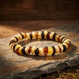 Multicolor jantarový náramek Archuna pro tlumení bolesti a uzdravení (pravý jantar)