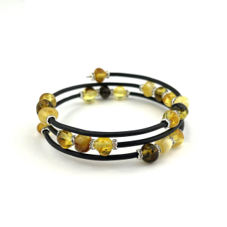 Trojitý citrónovo-zelený jantarový náramek pro tlumení bolesti a uzdravení (pravý jantar)