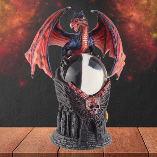 Dračí strážce křišťálové koule - ručně malovaná soška (20 cm)