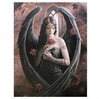 Malý obraz na plátně - Anděl s růží od Anne Stokes (19x25 cm)